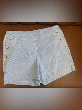 Carolina Belle Blue and White Striped shorts